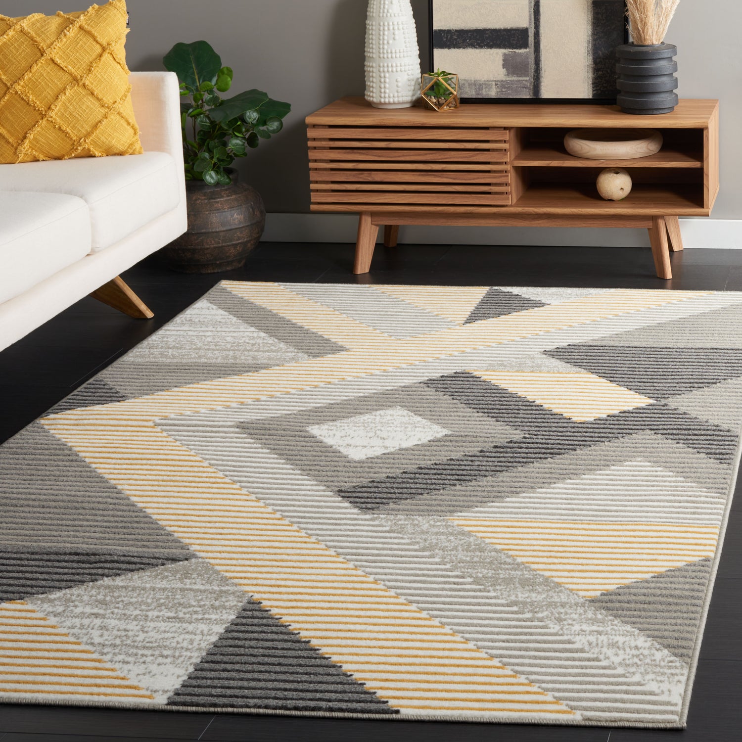 Safavieh Pyramid Pyr240F Grey/Ivory Gold Rug.