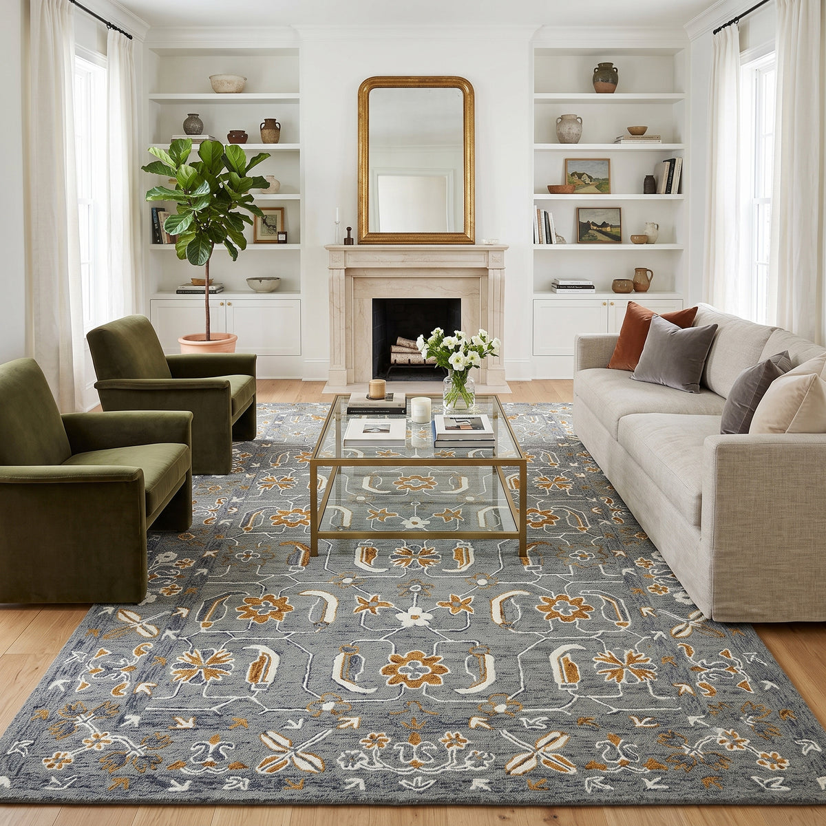 Amer Romania ROM-5 Orange / Gray area rug - lifestyle view
