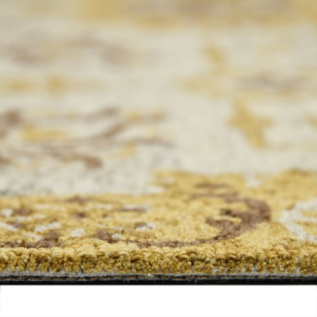 Amer Romania Classic Floral Hand-Hooked Gold Area Rug