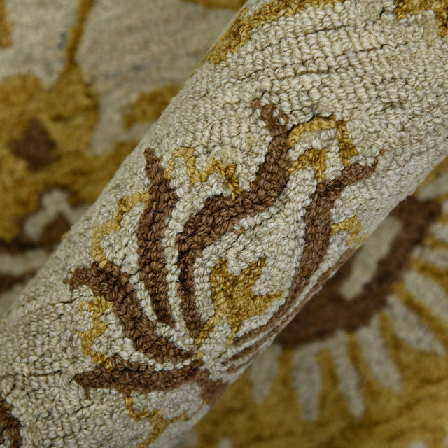 Amer Romania Classic Floral Hand-Hooked Gold Area Rug