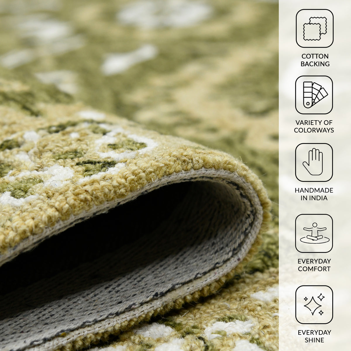 Amer Romania ROM-6 Olive Green area rug - infographic view