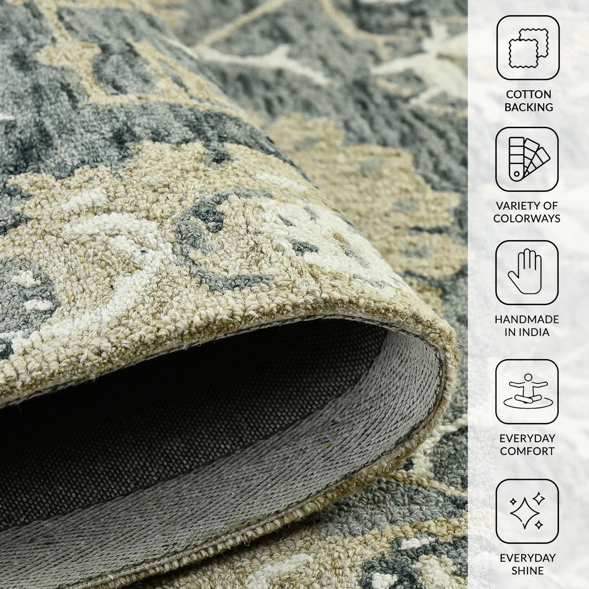 Amer Romania ROM-7 Gray area rug - infographic view