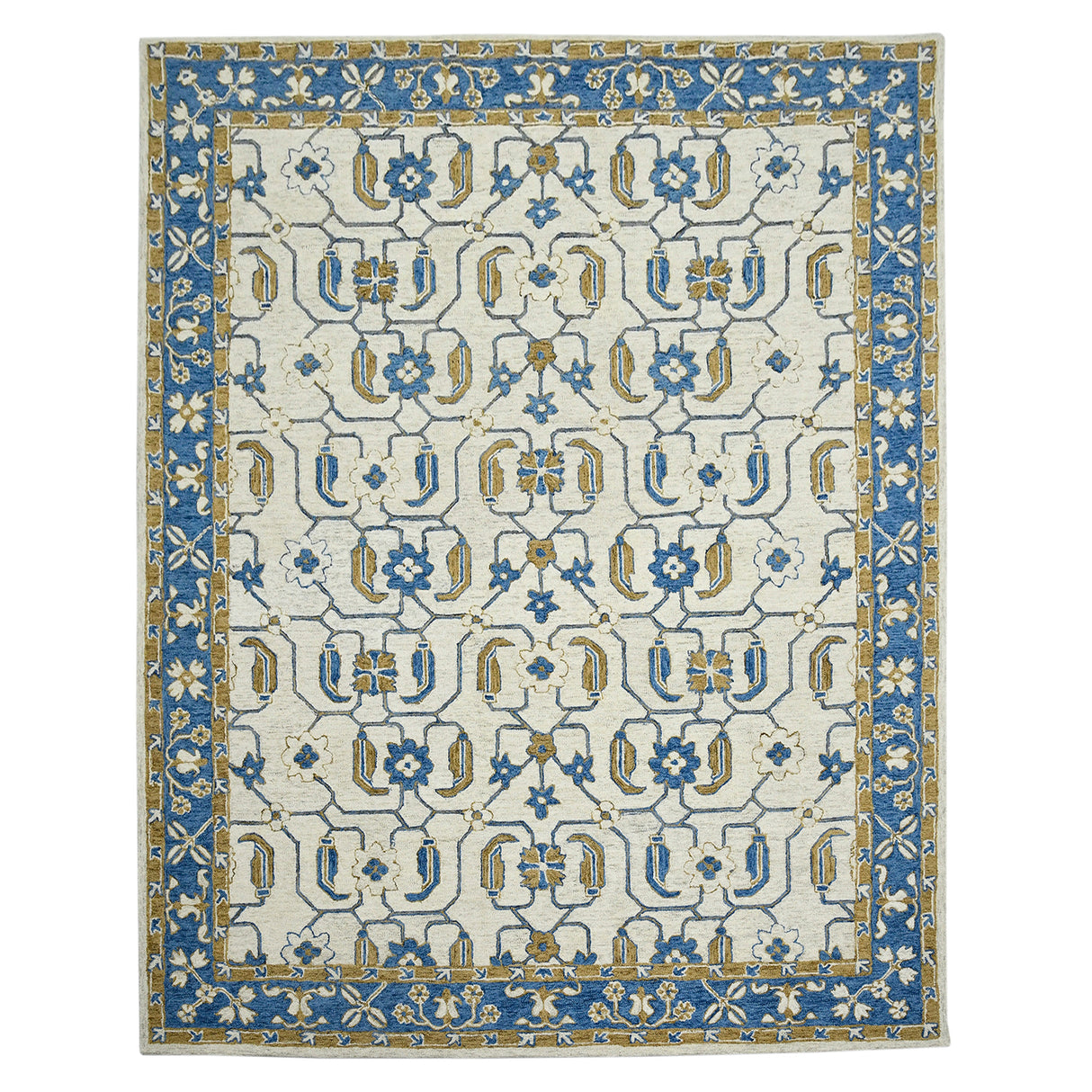 Amer Romania Classic Floral Hand-Hooked Royal Blue Area Rug