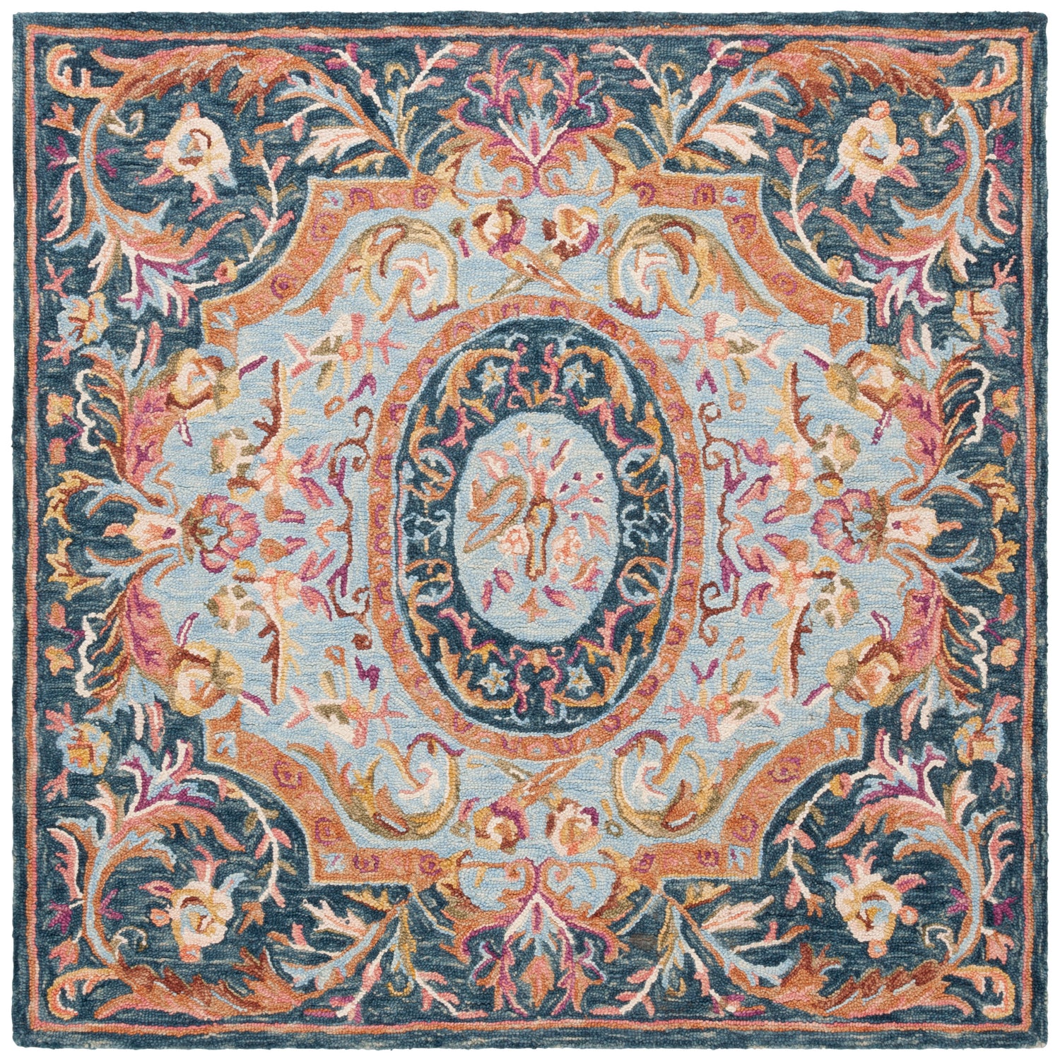 Safavieh Savonnerie Sav301N Navy/Pink Rug.