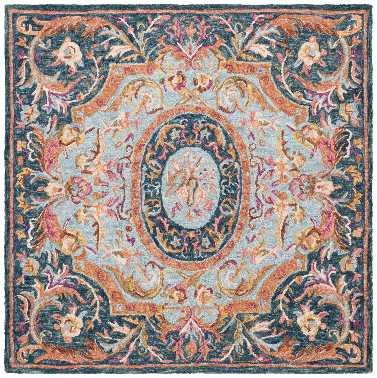 Safavieh Savonnerie Sav301N Navy/Pink Rug.