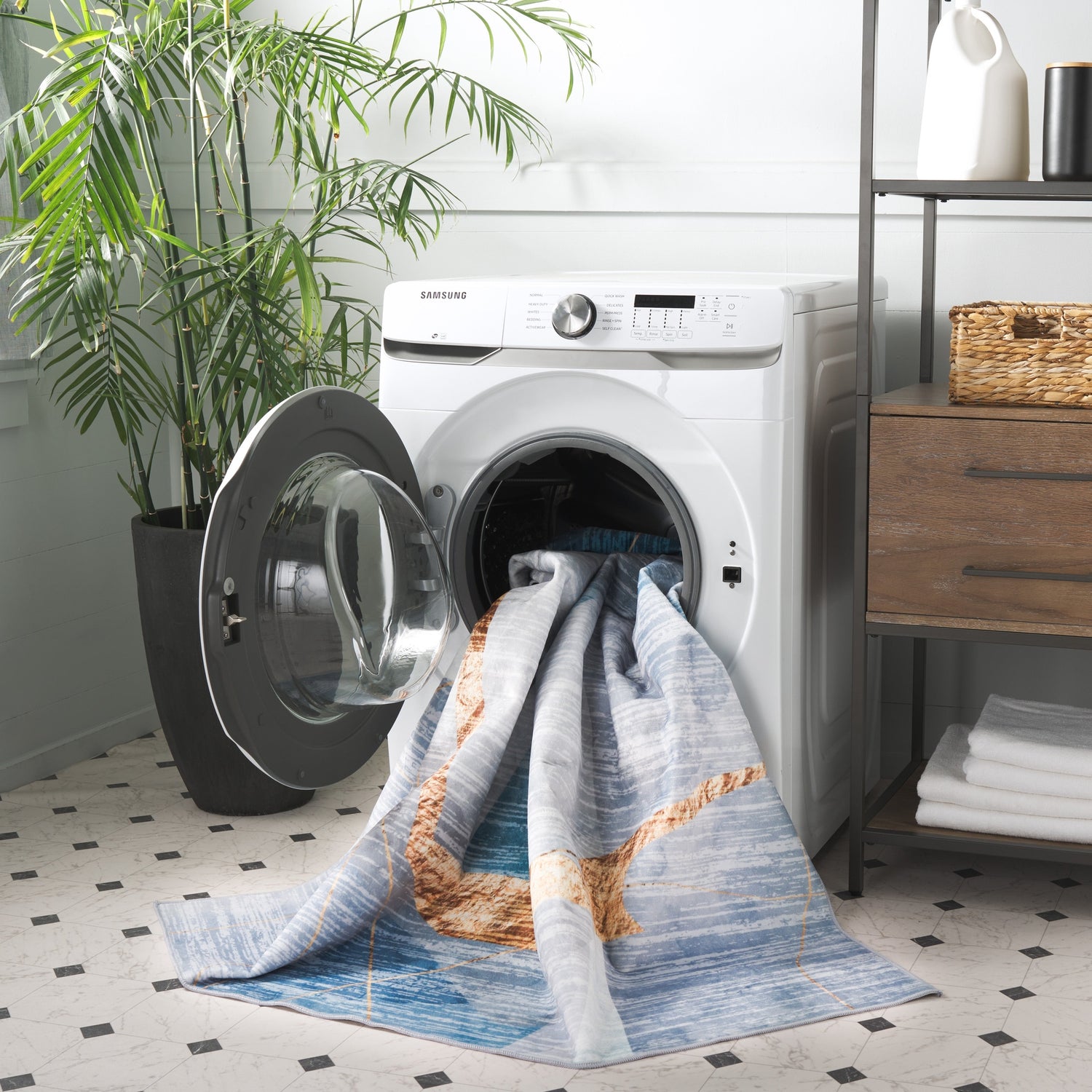Safavieh Santa Monica Stm836M Blue/Gold Rug.