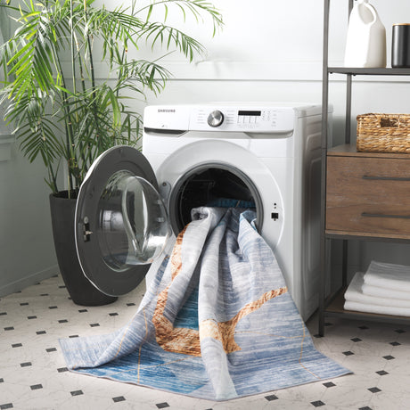 Safavieh Santa Monica Stm836M Blue/Gold Rug.