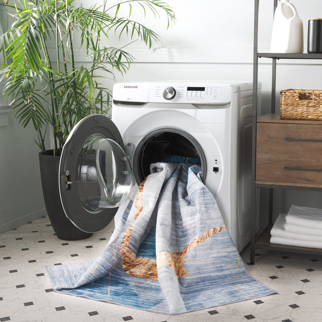 Safavieh Santa Monica Stm836M Blue/Gold Rug.
