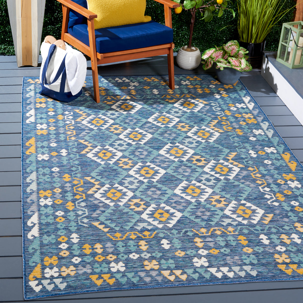 Safavieh Sunrise Sun622A Ivory/Blue Gold Rug.