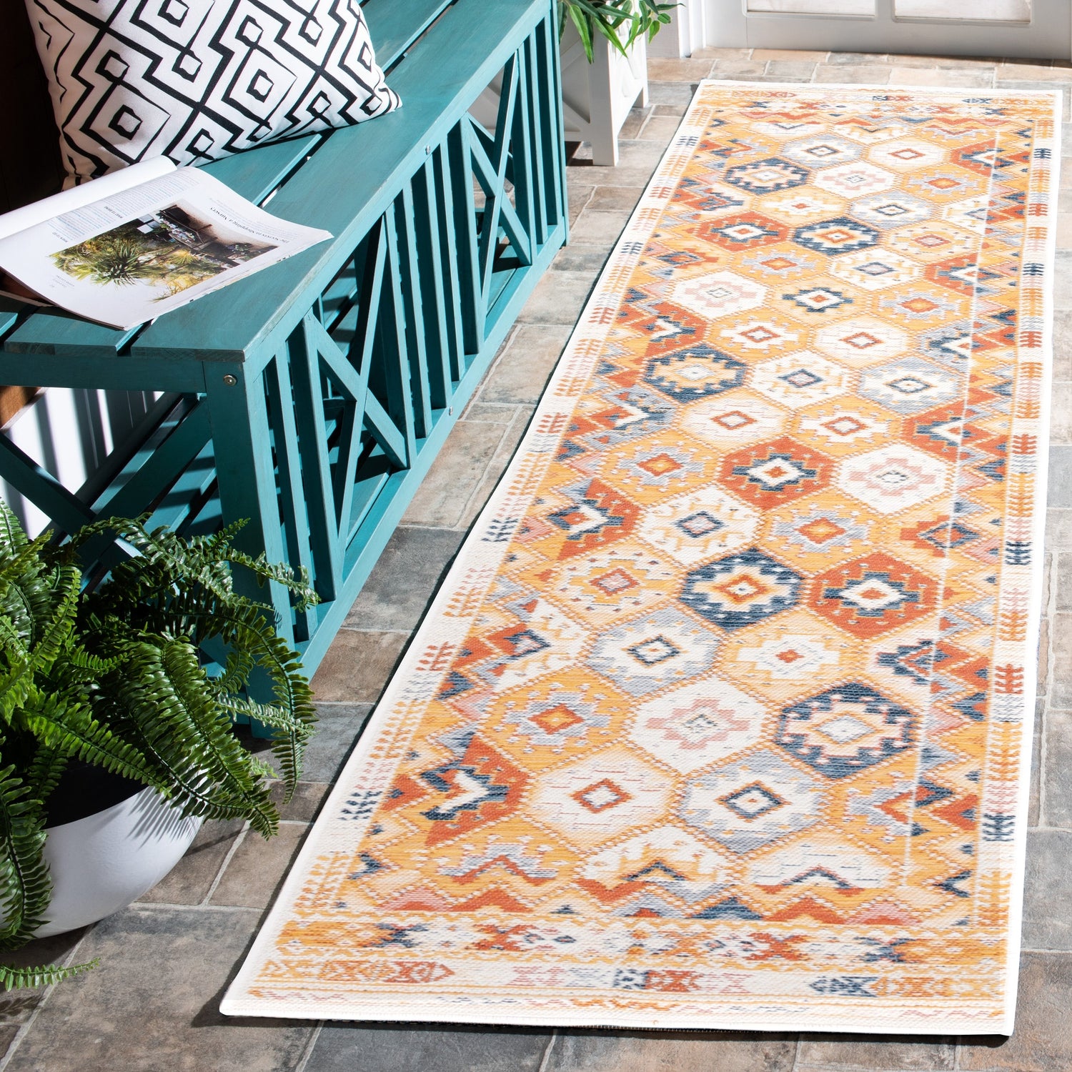 Safavieh Sunrise Sun630D Gold/Rust Blue Rug.