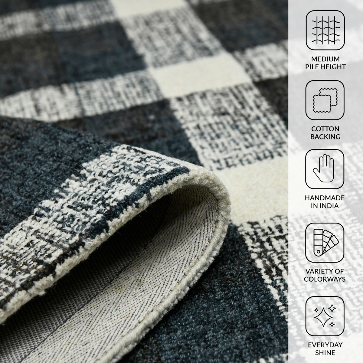 Amer Tartan TRA-6 Charcoal area rug - infographic view