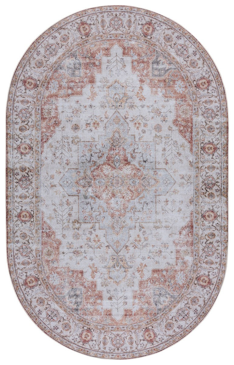 Safavieh Machine Washable Tucson Tsn105F Light Grey/Rust Rug