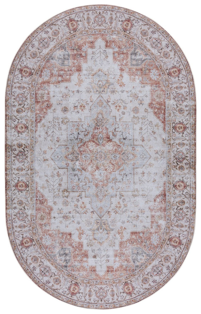 Safavieh Machine Washable Tucson Tsn105F Light Grey/Rust Rug