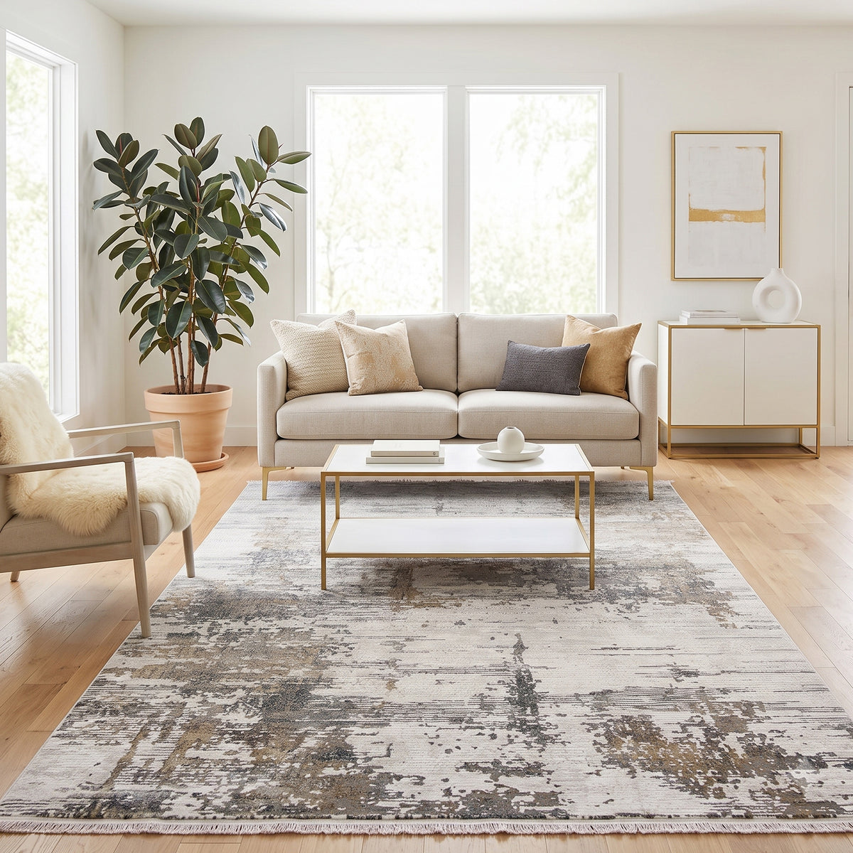 Amer Venice VEN-2 Ivory / Gold area rug - lifestyle view