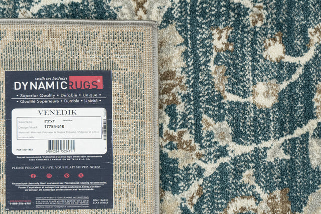 Dynamic Rugs Venedik 17784 Power Loomed Transitional Blue/Cream Rug