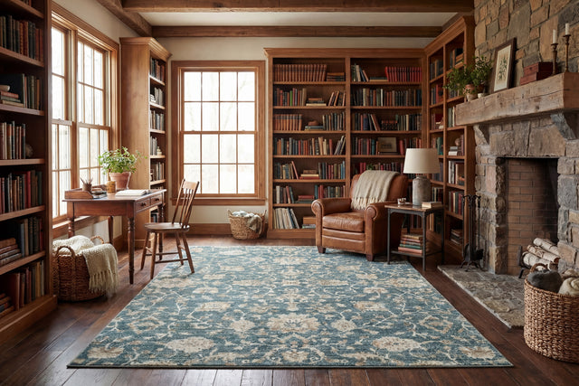 Dynamic Rugs Venedik 17784 Power Loomed Transitional Blue/Cream Rug