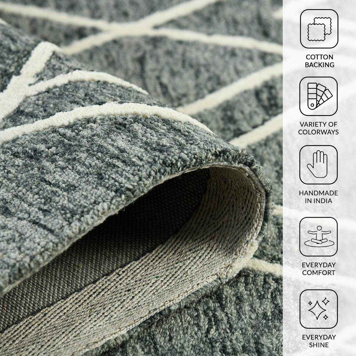Amer Vista VIS-1 Gray area rug - infographic view