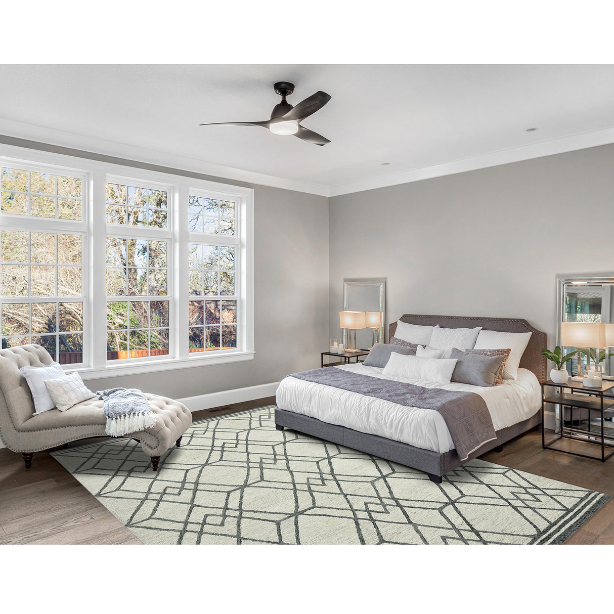 Amer Vista Neutral Geometric Hand-Hooked Ivory Area Rug