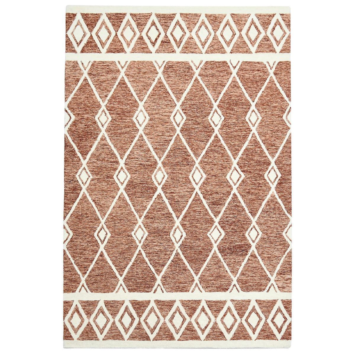 Amer Vista Neutral Geometric Hand-Hooked Rust Area Rug