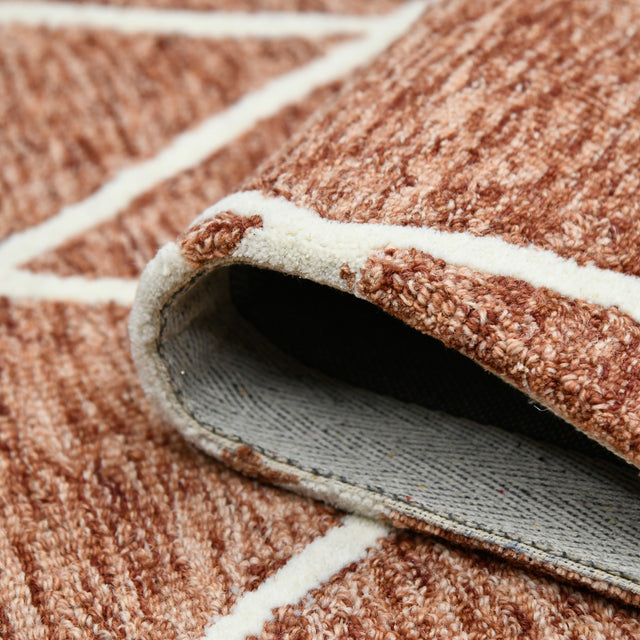 Amer Vista Neutral Geometric Hand-Hooked Rust Area Rug