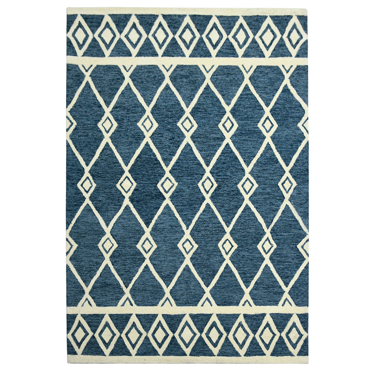Amer Vista Neutral Geometric Hand-Hooked Navy Area Rug