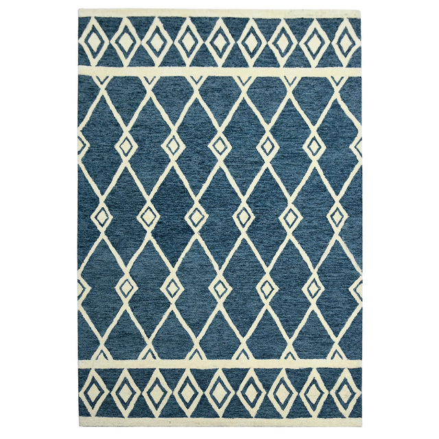 Amer Vista Neutral Geometric Hand-Hooked Navy Area Rug