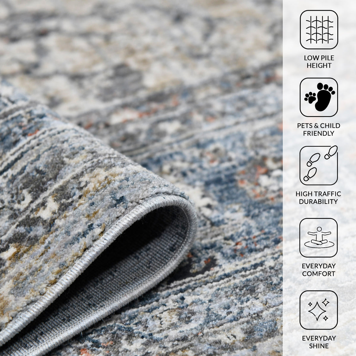 Amer Vermont VRM-6 Ivory / Gray area rug - infographic view