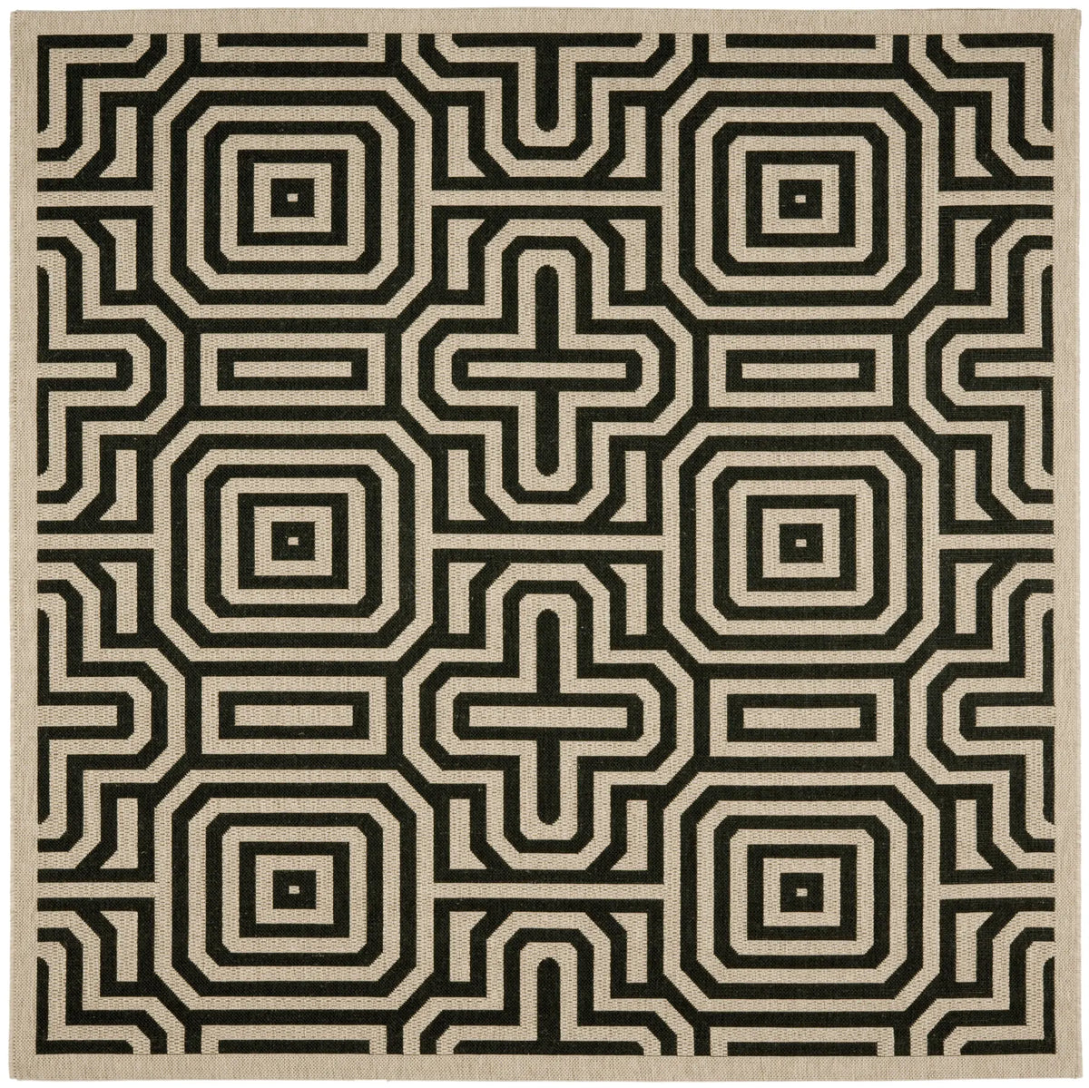 Safavieh Courtyard 6'-7" x 6'-7" Rug in Sand / Black
