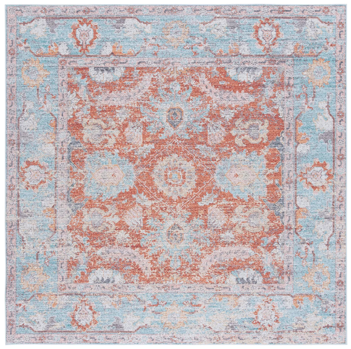 Safavieh Tucson 6'-0" x 6'-0" Rug in Turquoise / Rust