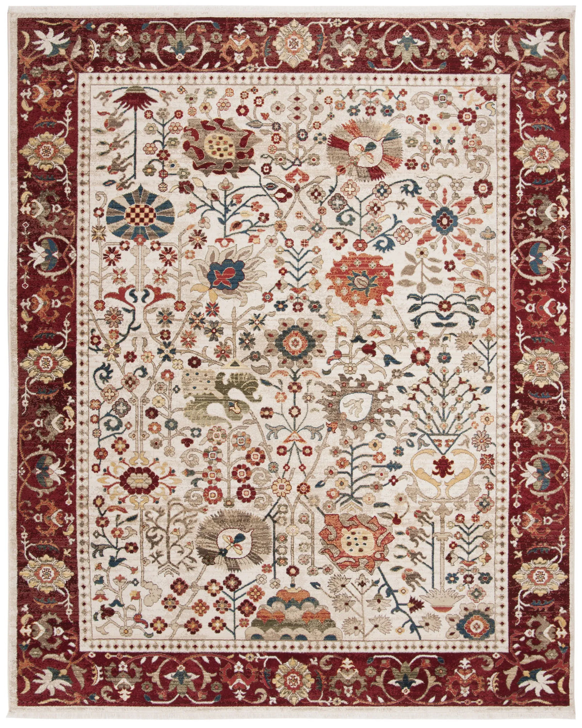 Safavieh Kashan 10'-0" x 14'-0" Rug in Ivory / Red