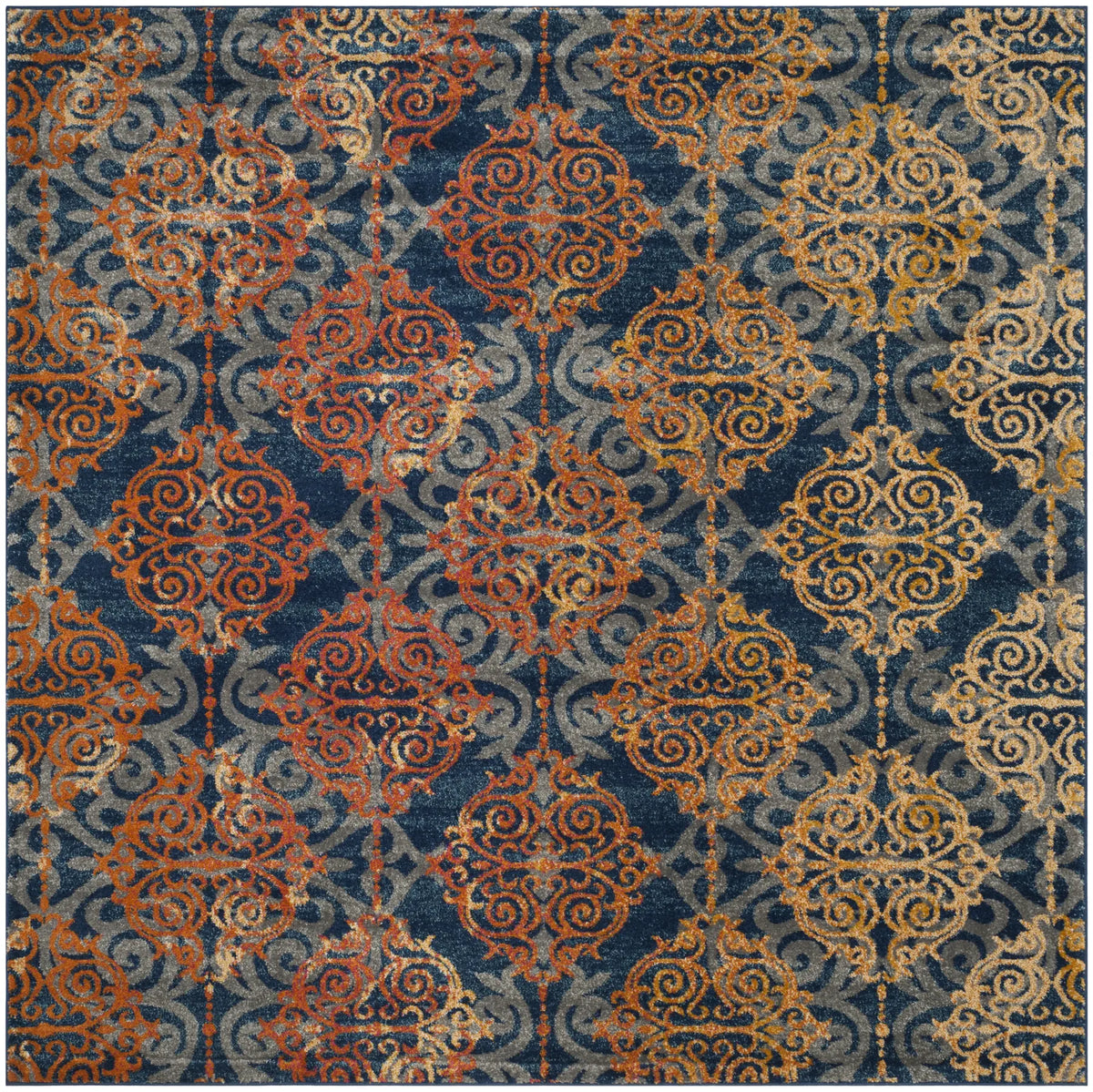Safavieh Evoke 6'-7" x 6'-7" Rug in Blue / Orange