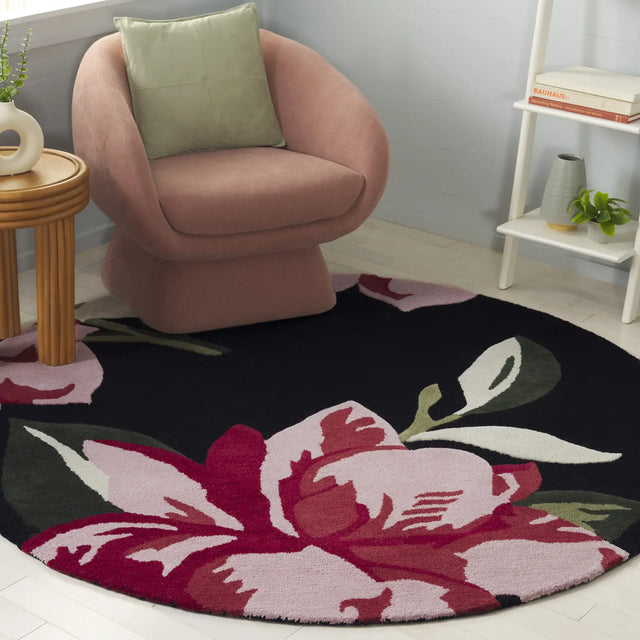 Safavieh Jardin 6'-0" x 6'-0" Rug in Black / Pink