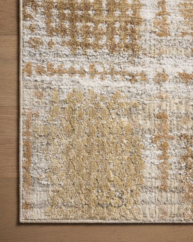 Loloi Wyatt Wya-05 Adobe/Dove Rug - corner on wood