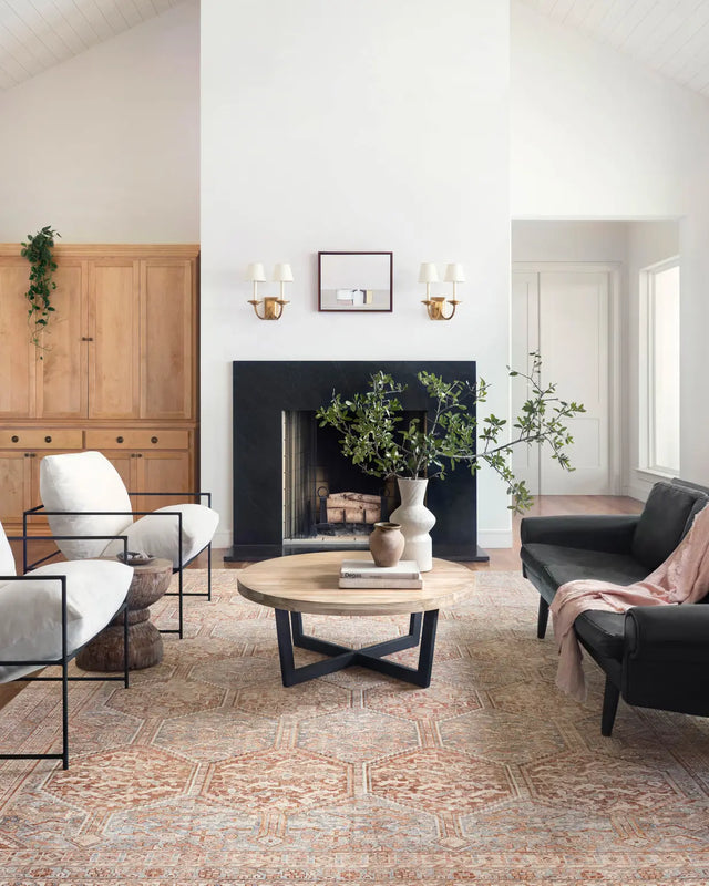 Chris Loves Julia x Loloi Jules 4-Jul Tangerine / Mist Rug - room scene 2