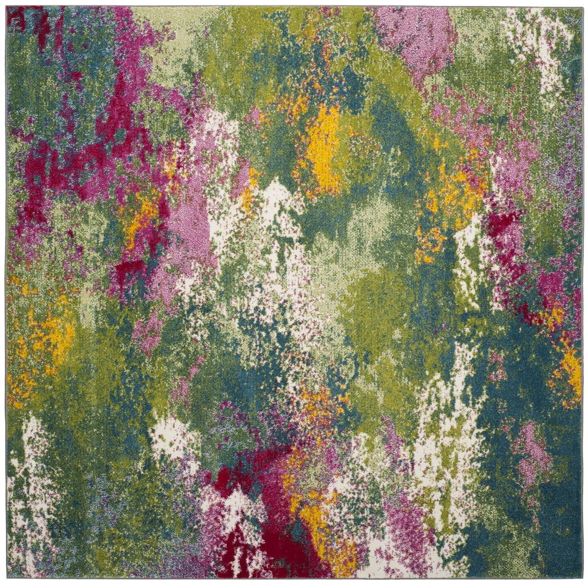 Safavieh Watercolor 8'-0" x 8'-0" Rug in Green / Fuchsia