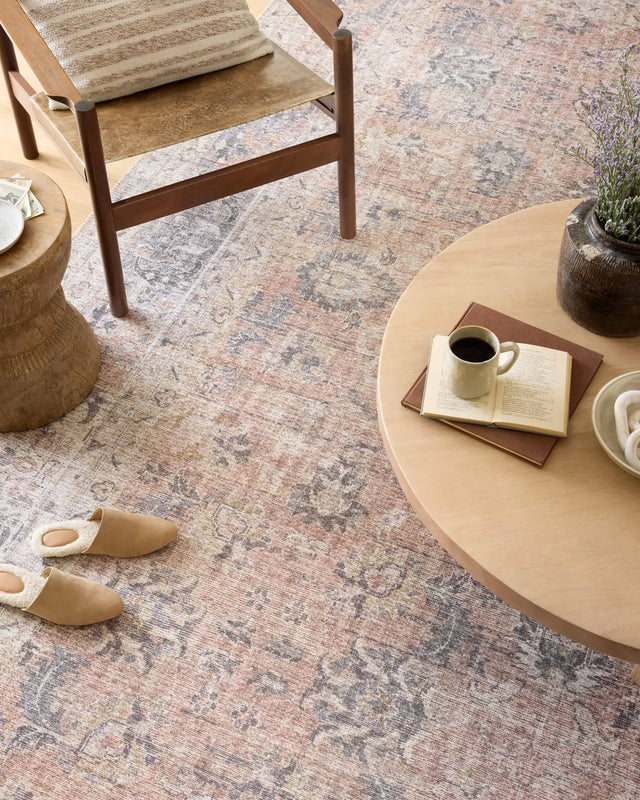 Loloi Skye Sky-01 Blush/Grey Rugs - styled aerial 1