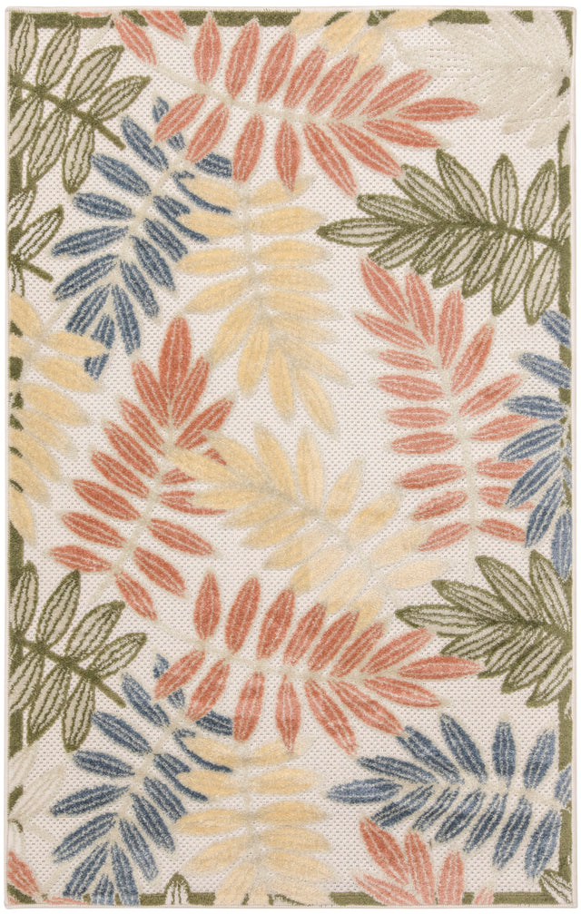 Nourison Aloha ALH18 Machine Made Ivory, Rose Rug