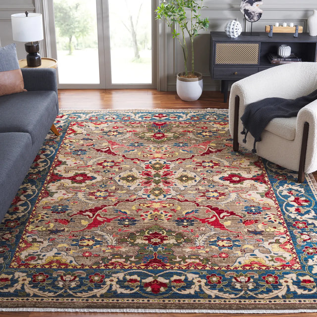 Safavieh Kashan 10'-0" x 14'-0" Rug in Taupe / Blue