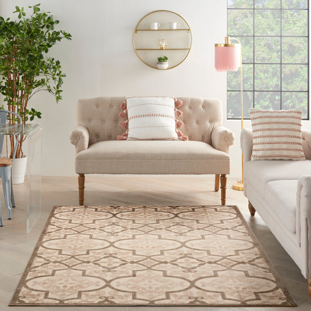 Nourison Aloha ALH14 Machine Made Cream Rug