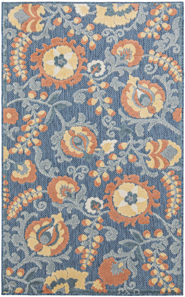 Nourison Aloha ALH17 Machine Made Blue, Rose Rug