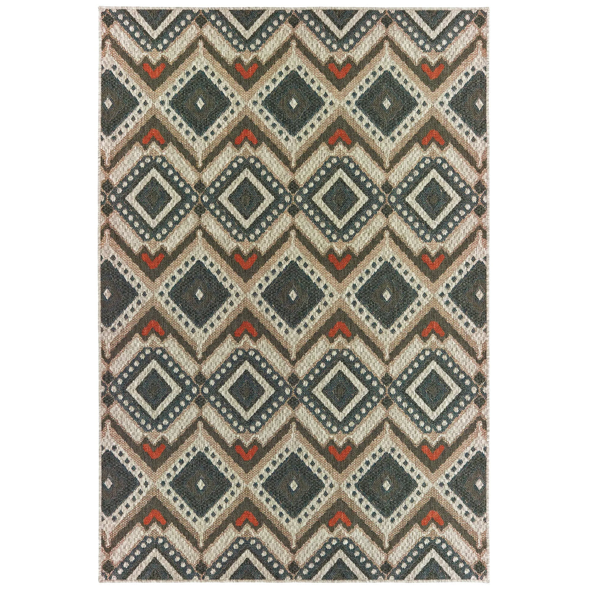 Oriental Weavers Sphinx Latitude 2X Grey / Orange Rugs - main flat