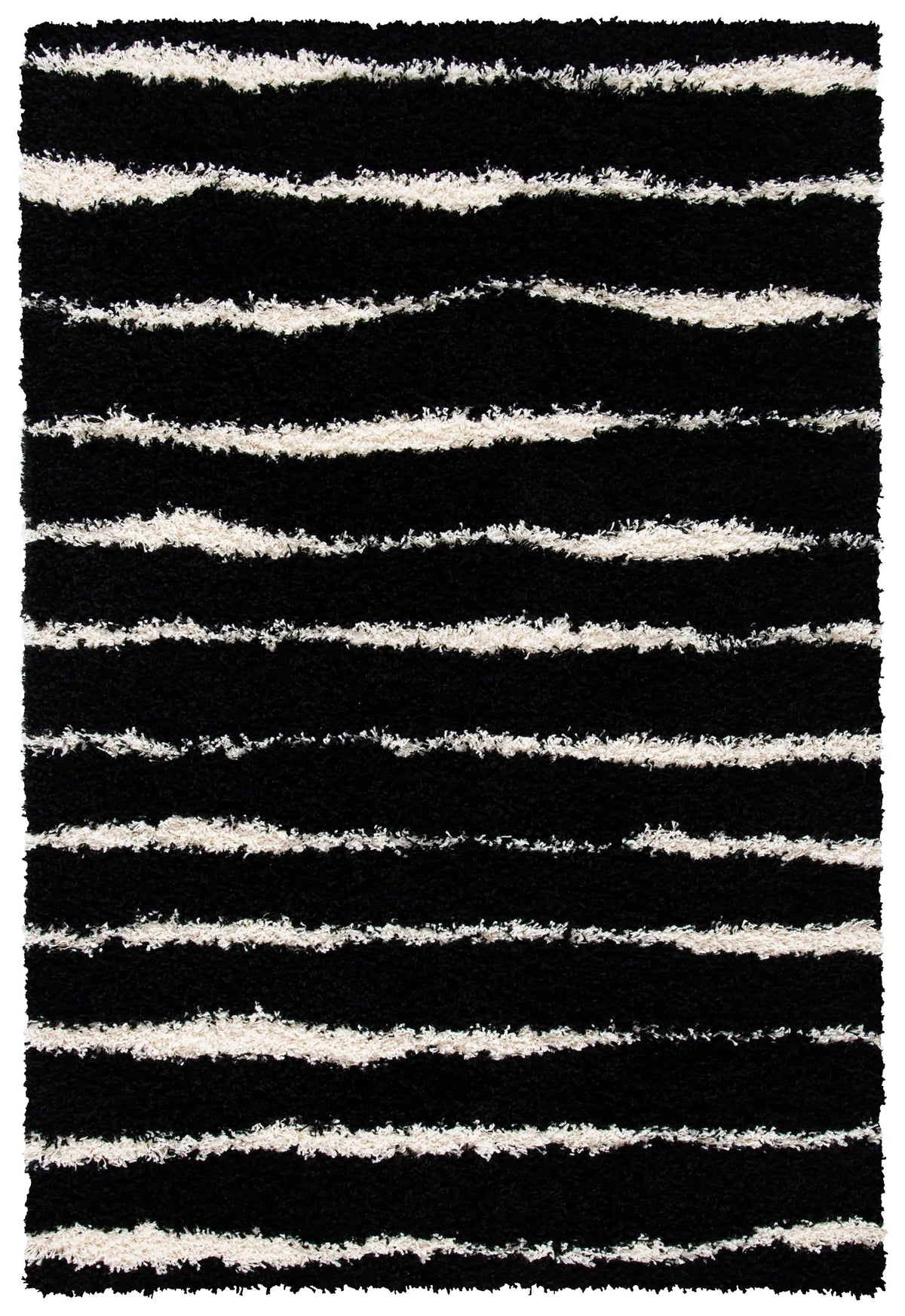 Safavieh Venus Shag 600 4'-0" x 6'-0" Rug in Black / Ivory