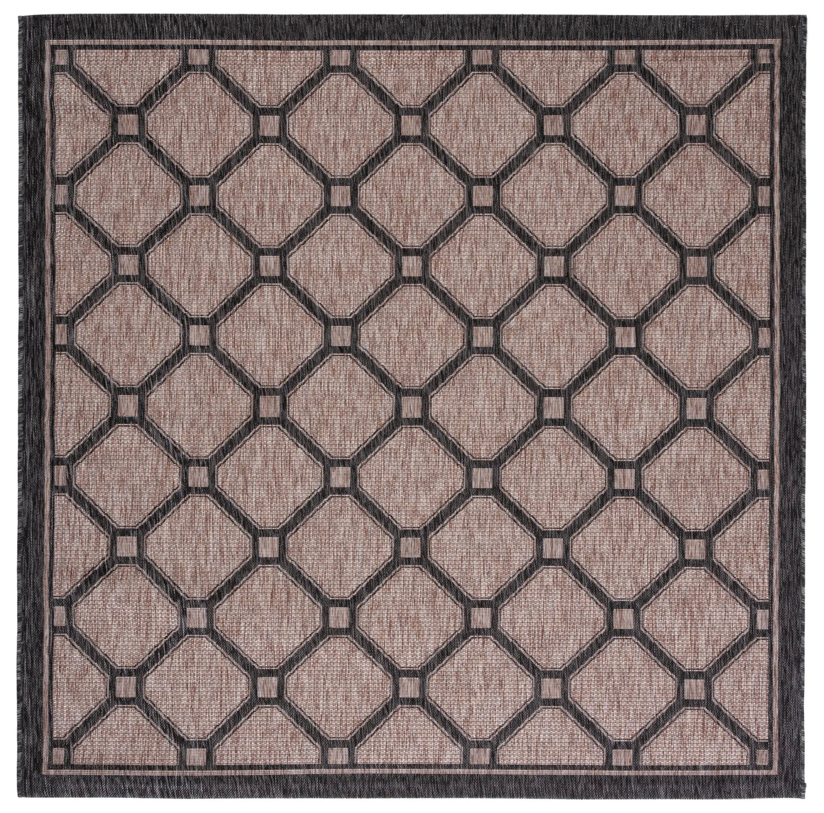 Safavieh Courtyard 6'-7" x 6'-7" Rug in Natural / Black