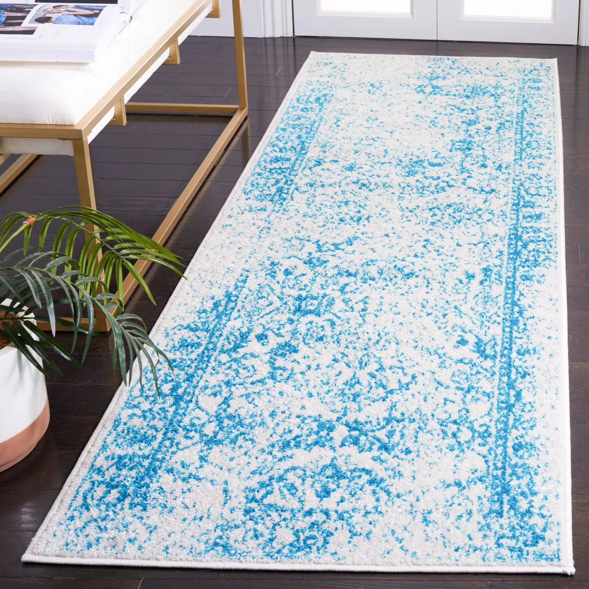 Safavieh Adirondack 2'-6" x 10'-0" Rug in Ivory / Teal