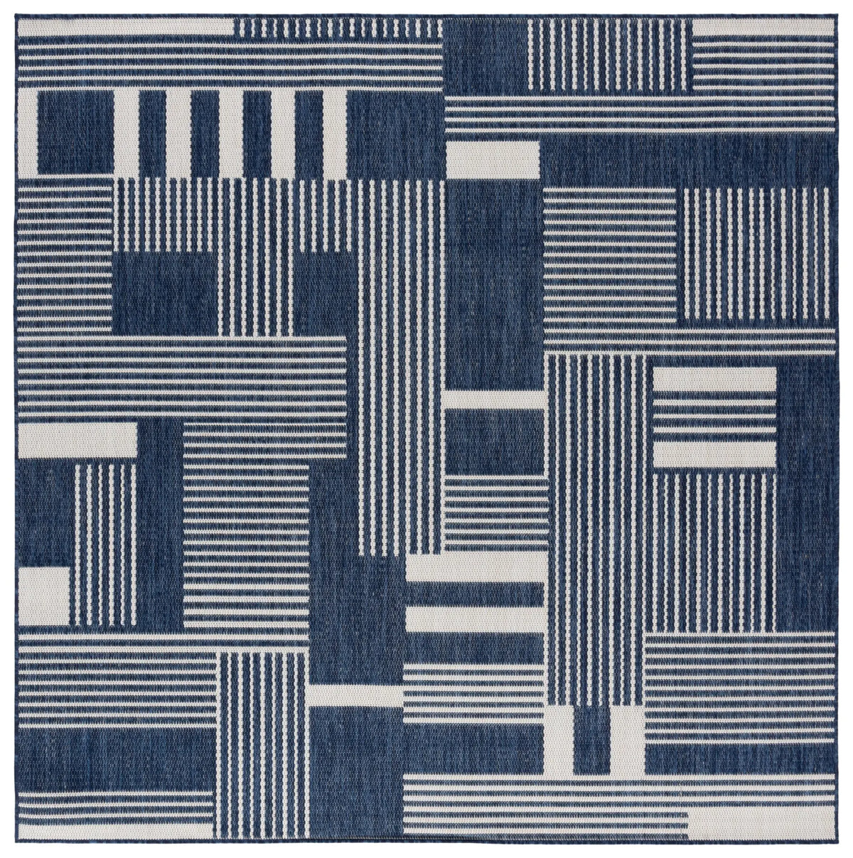 Safavieh Beach House 6'-7" x 6'-7" Rug in Navy / Ivory