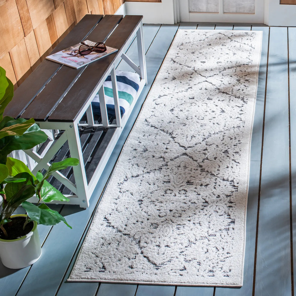 Safavieh Cabana 2'-2" x 11'-0" Rug in Ivory / Grey