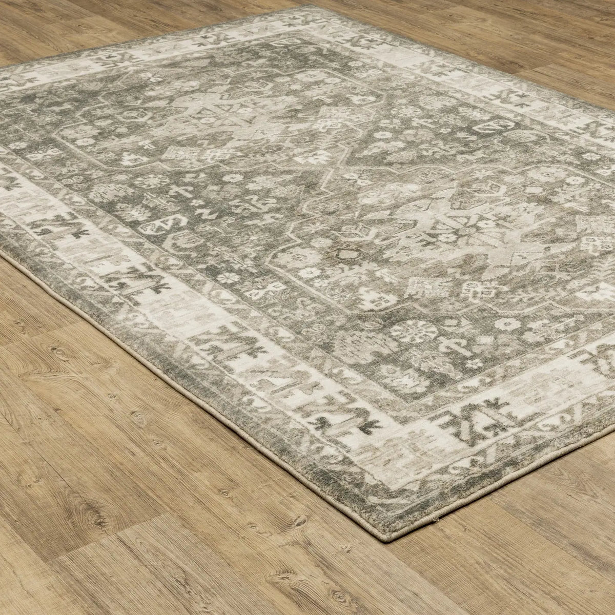 Oriental Weavers Savoy 28105 Charcoal/ Ivory Rug - angle detail
