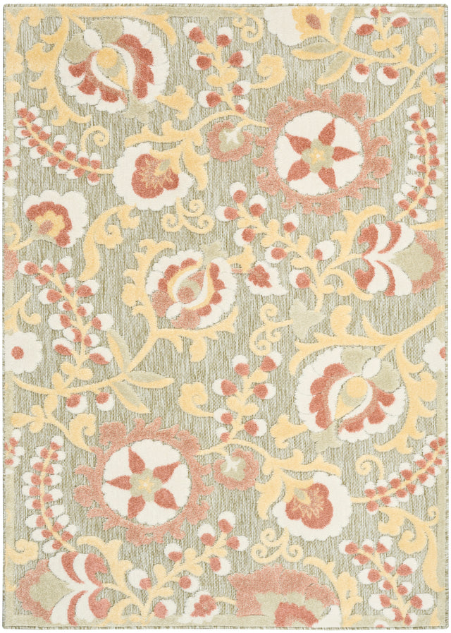 Nourison Aloha ALH17 Machine Made Sage, Rose Rug
