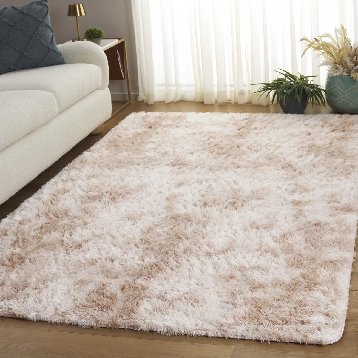 Safavieh Rainbow Shag 4'-0" x 6'-0" Rug in Light Beige