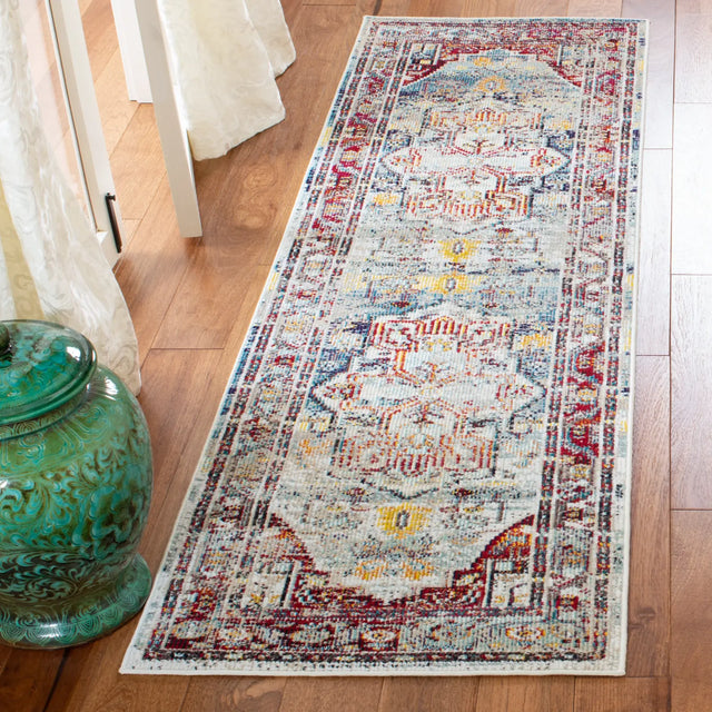 Safavieh Crystal 2'-2" x 7'-0" Rug in Light Blue / Red